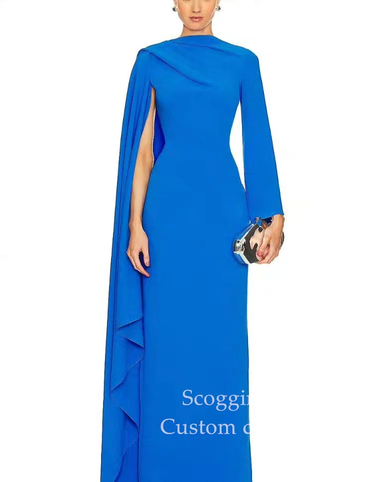 

Scoggins فساتين سهرة Sheath Scoop Neckline Ankle-Length Chiffon Zipper Up Long Sleeves Formal Occasion Dresses Dresses For Prom