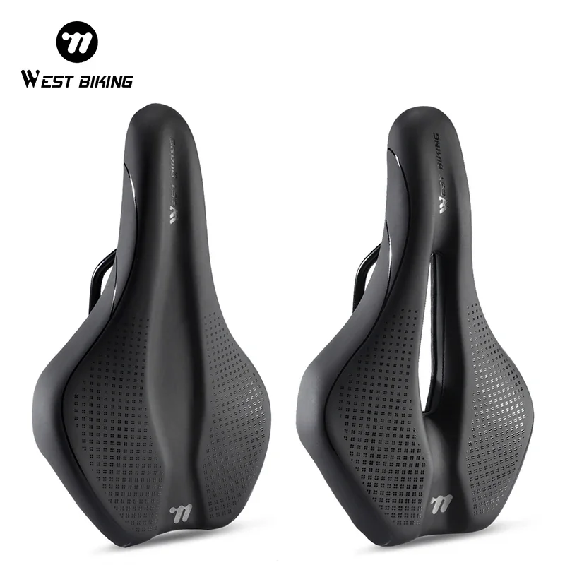 

WEST BIKING Ultralight Bike Saddle Hollow Breathable MTB Road Bicycle Cushion Non-Slip PU Leather Shock Absorption Cycling Seat