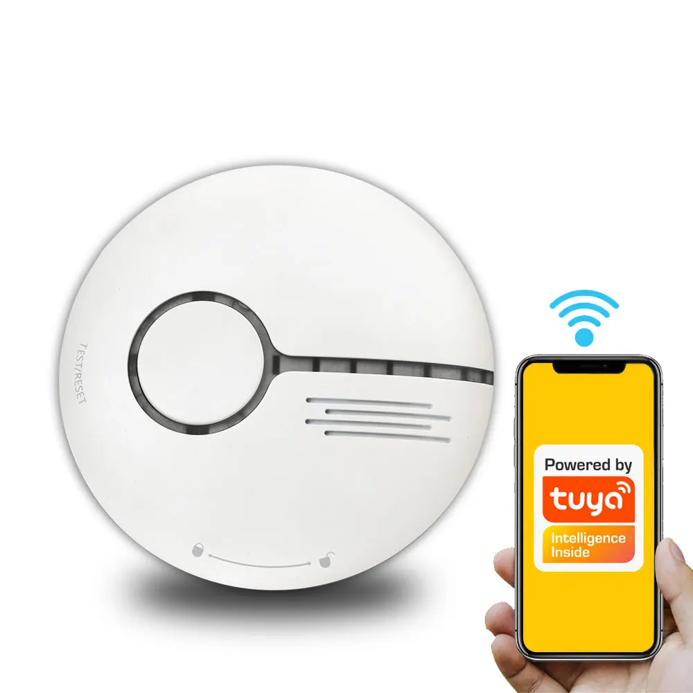 

Tuya Smart Wifi Smoke Detector Alarm Sound 90dB Run Lights EN14606 Certified Fire Sensor Wireless App Home Security Protection