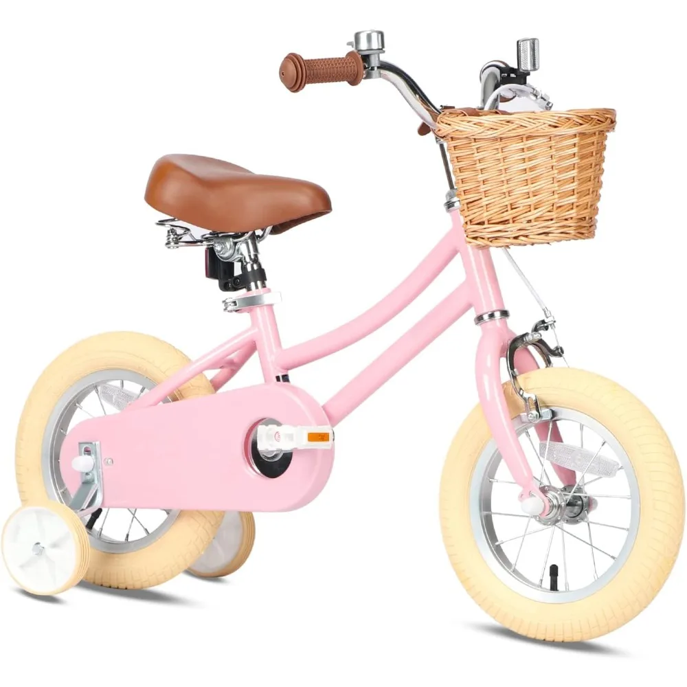 

Children's Bicycle with Basket, Suitable for Children Aged 2-12, 12 14 16 18 20 Inch Bicycle, with Bell Shaped Training Wheels