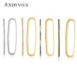 ANDYWEN 925 Sterling Silver Pave EarBar EarCuff No Piercing Clip On Earrings Ear Bars Cuffs Women 2021 Luxury Jewelry