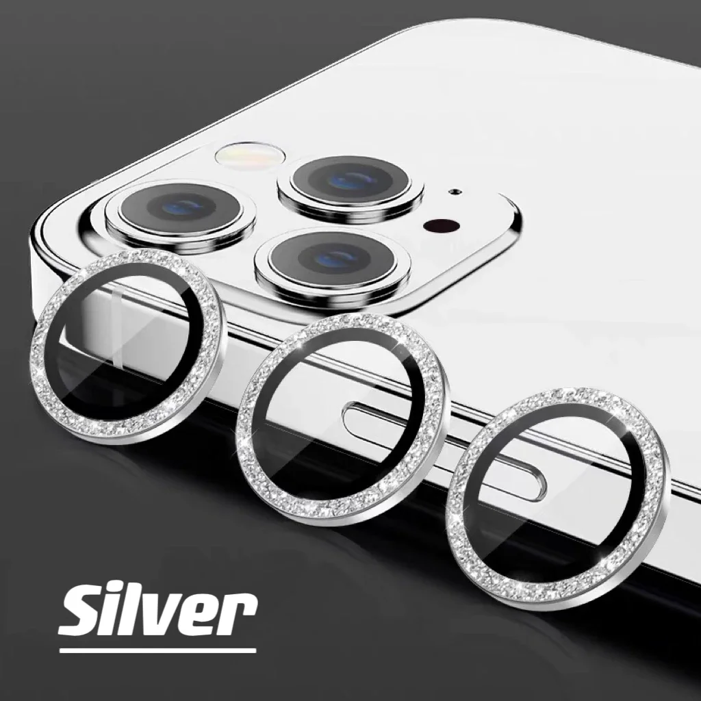 Glitter Metal Lens Rings For IPhone 15 16Pro 15 16Promax 15 16 Plus Camera Glass Protector Alloy Frame Protective Cap Film