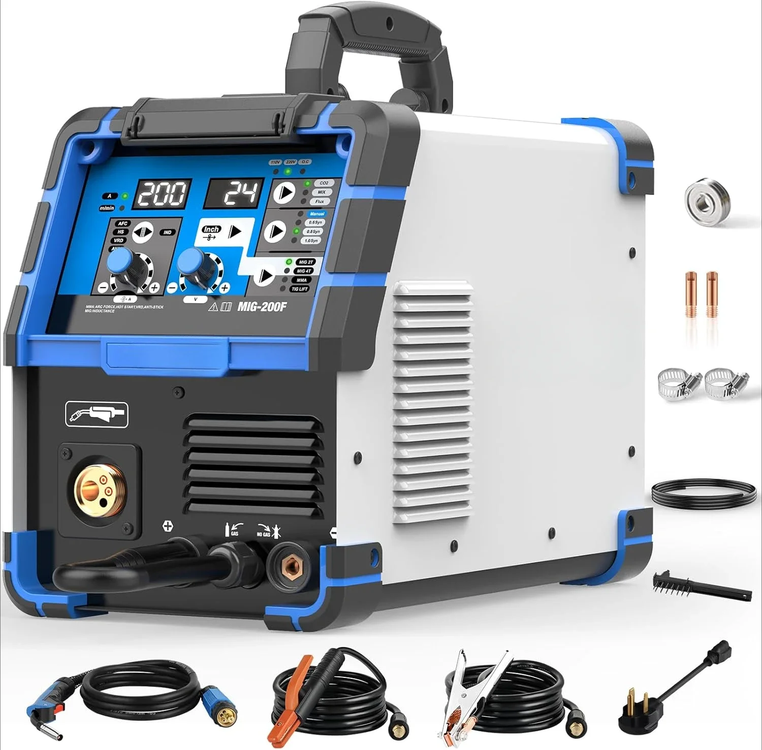 NEW.200A MIG Welder,110V/220V Dual Voltage multiprocess welder,Gas Gasless MIG Welding Machine,4 in 1 Flux MIG/Solid Wire/Lif