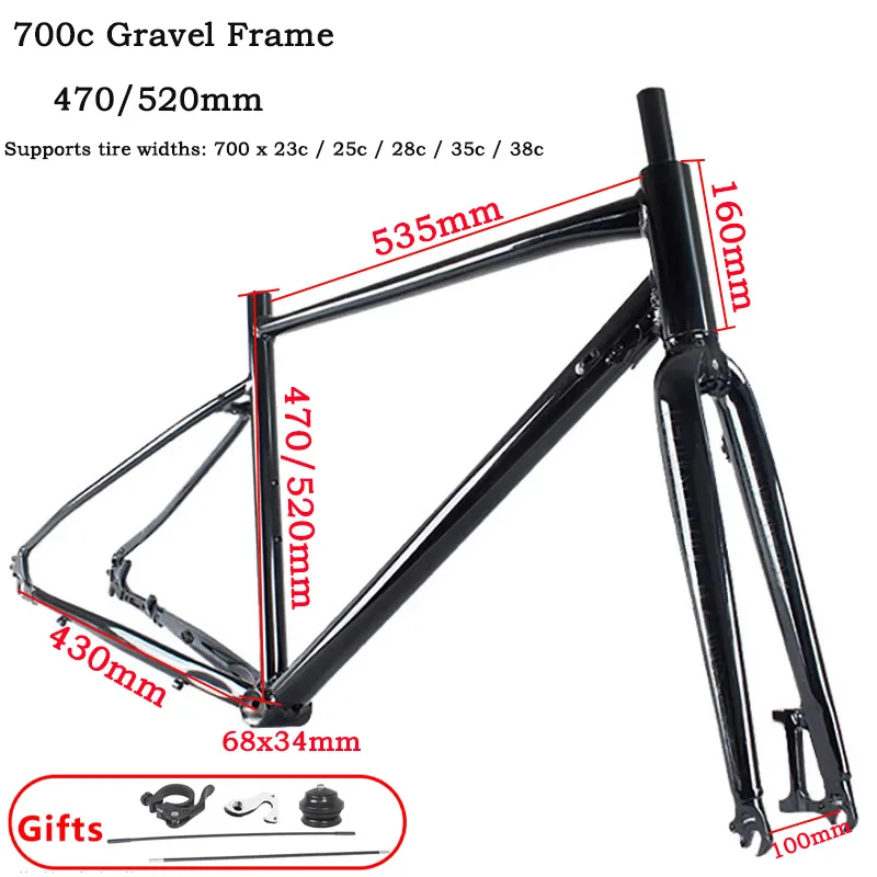 

Aluminum 700c Gravel Bike Frame, Hydraulic Disc Brake, Supports 23-38C Tires, Black/Blue/White Off-Road Cycling Frame