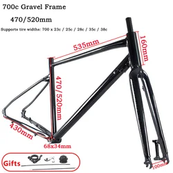 Aluminum 700c Gravel Bike Frame, Hydraulic Disc Brake, Supports 23-38C Tires, Black/Blue/White Off-Road Cycling Frame