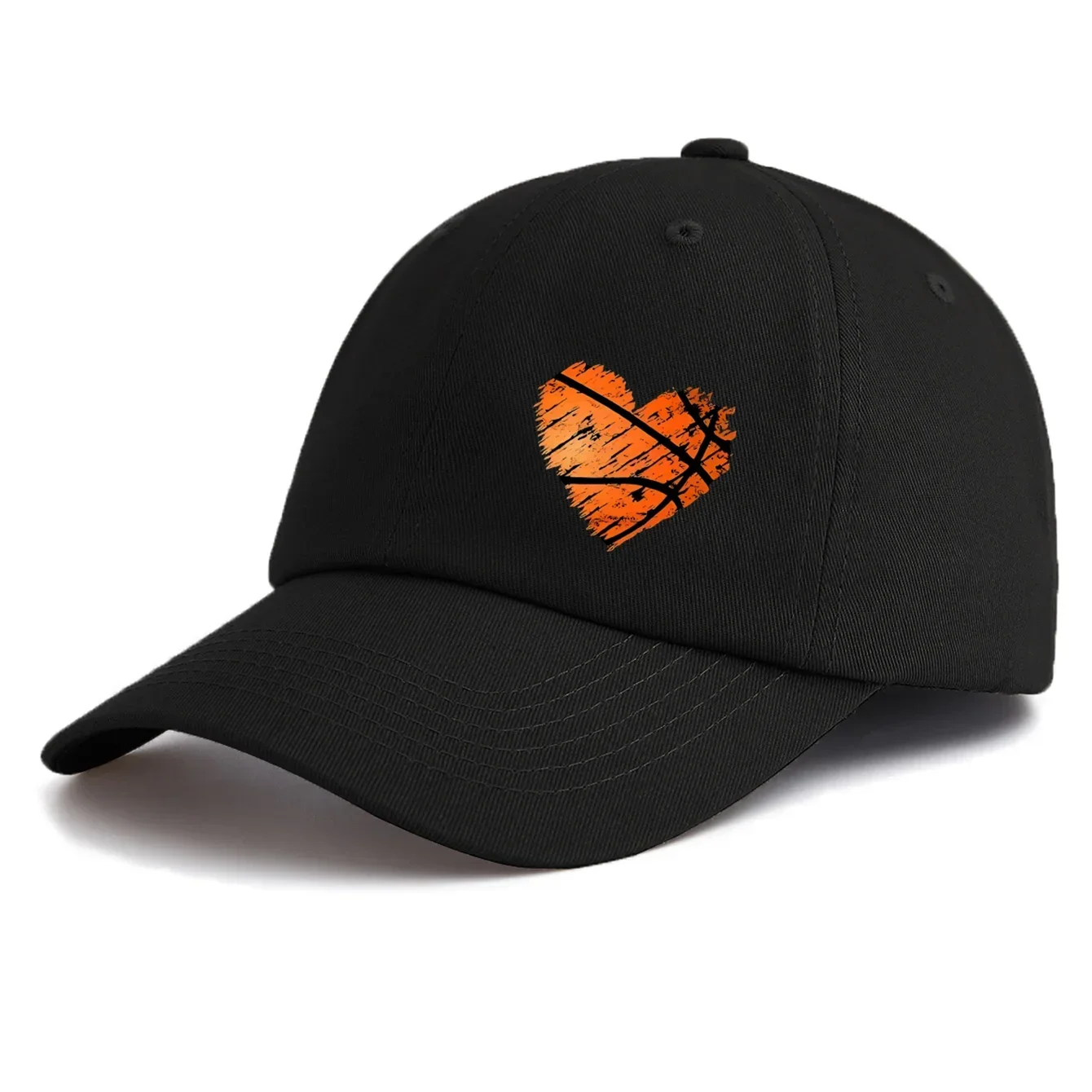 1pc Basketball Heart Print  Baseball Cap for Adults,  Minimalist Retro Style Casual Soft Adjustable Dad Hat, Perfect As Gift