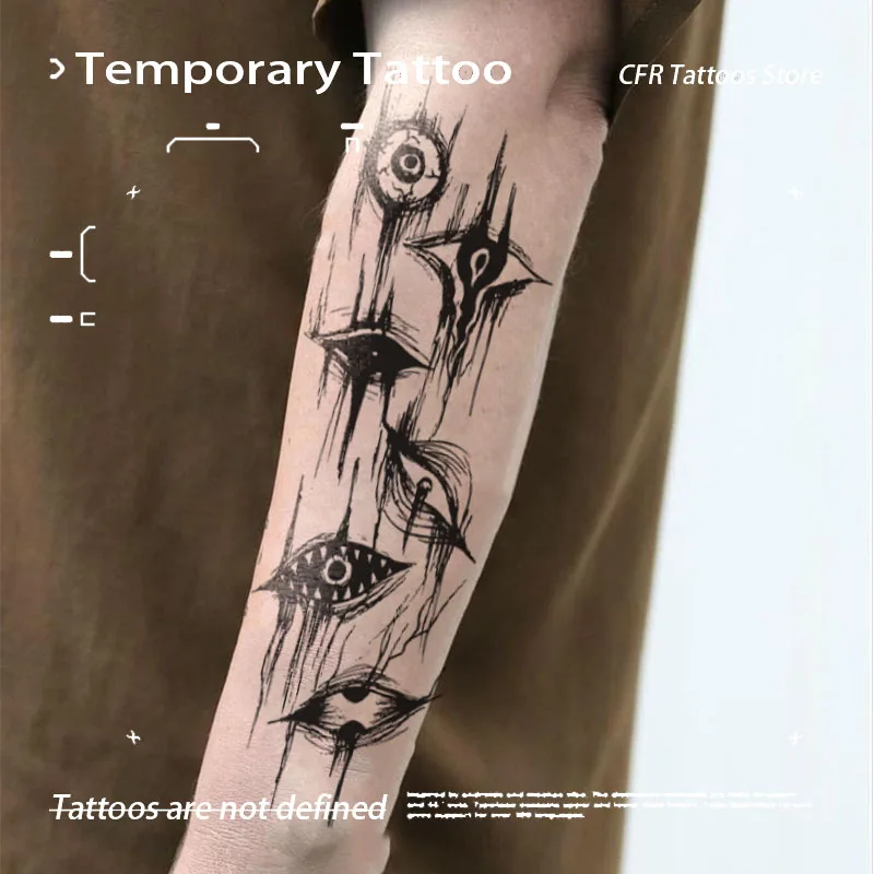 Halloween Dark Eyes Herbal Juice Tattoo Sticker Man Women Long Lasting Temporary Tattoos Wedding Tatuaje Hip Hop Festival Gadget