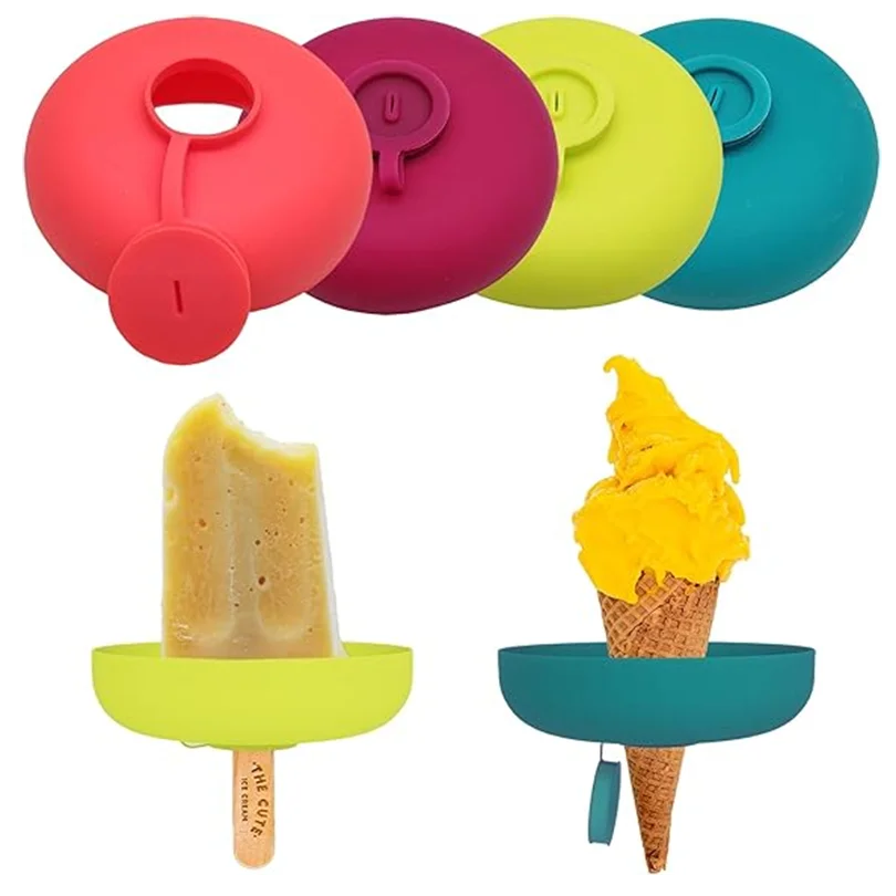 Estante para paletas de silicona a prueba de goteo, soporte para hielo reutilizable de calidad alimentaria, herramientas para helado, Protector de paletas portátil para niños, 1/4 Uds.