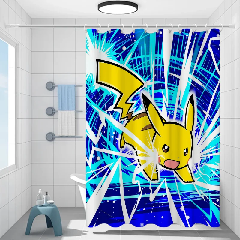 Waterproof Shower Curtain for Bathroom Accessories P-pokemones Curtains in the Bathroom Bath Bedrooms Home Fabric Shade Opaque