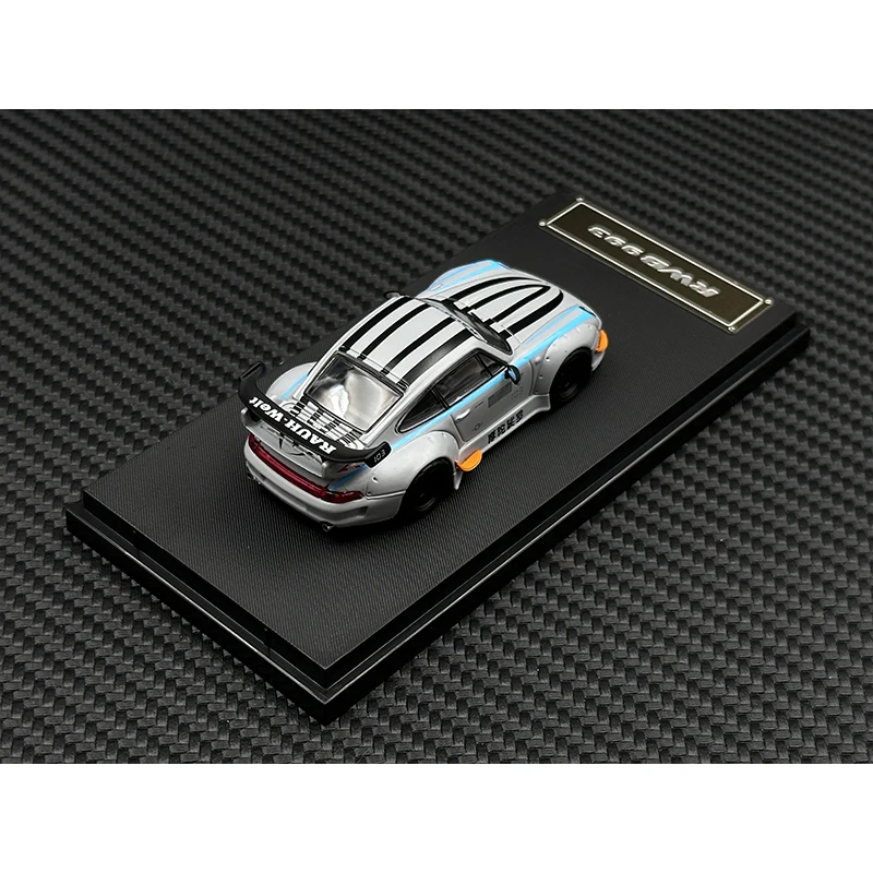 タイカノ-スターレッドカーモデル,ミニチュアおもちゃコレクション,シルバー,rwb 993 964 gtテール,1:64