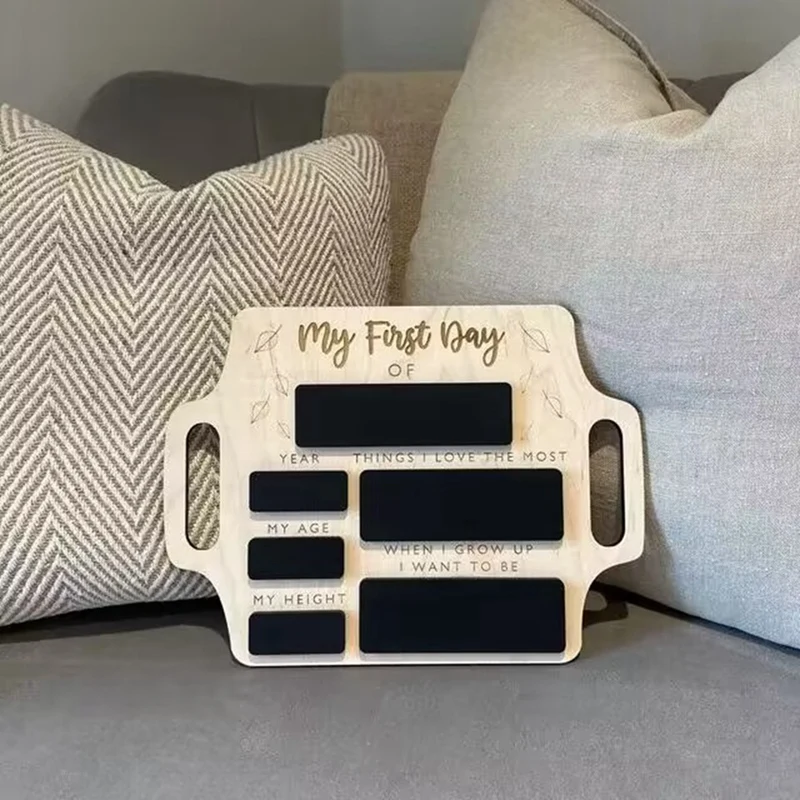 손잡이가 있는 재사용 가능한 메모리 사진 보드, 학교 첫날 사인, 유치원 시작 학교, 보육원