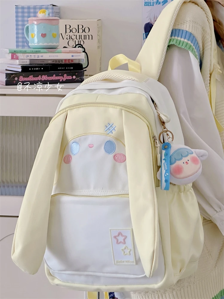 

High Capacity Mochila Cute Rabbit Mochilas Mujer Student Bag Sweet Cool Girls Backpack Trendy Practical Bags for Woman