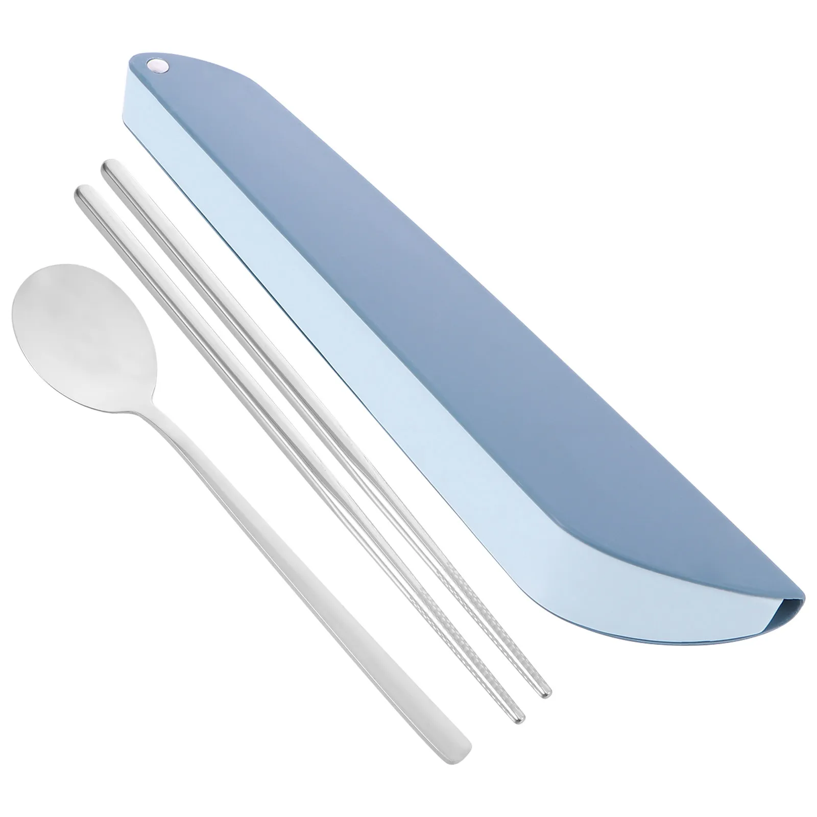 

1 Set Stainless Steel Dining Tableware Set Spoon Chopsticks Storage Box Portable Travel Utensils Outdoor School Picnic Metal