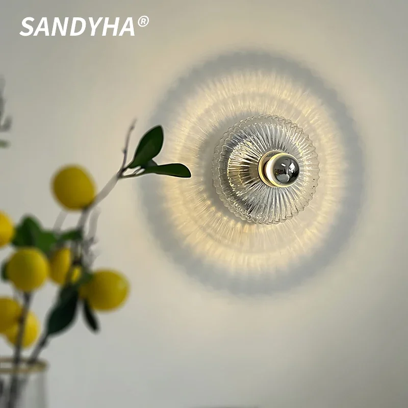 Nordic Bauhaus Water Ripple Glass Wall Lamp Is Suitable For Decorating Background Walls Balconies Corridors Stairs Wall Lamps