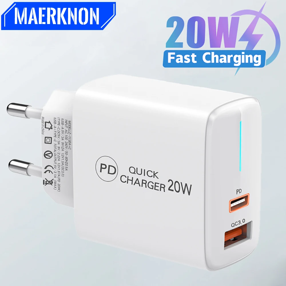 

PD USB Charger 20W Fast Charging Wall Charger Type C Phone Charge Adapter For iPhone Xiaomi Samsung Portable USB Type C Charger