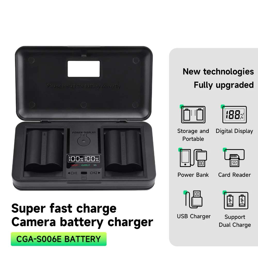 PALO CGA-S006 CGR CGA S006E S006 S006A DMW BMA7 Battery with Charger Case for Panasonic DMC FZ30 FZ35 FZ38 FZ50 FZ7 FZ8 FZ18