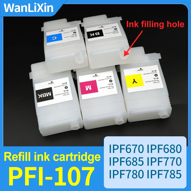 

1 ~ 5 шт. PFI-107 PFI107 сменный картридж для Canon IPF670 IPF680 IPF685 IPF770 IPF780 IPF785 IPF-670 принтер плоттер с чипом
