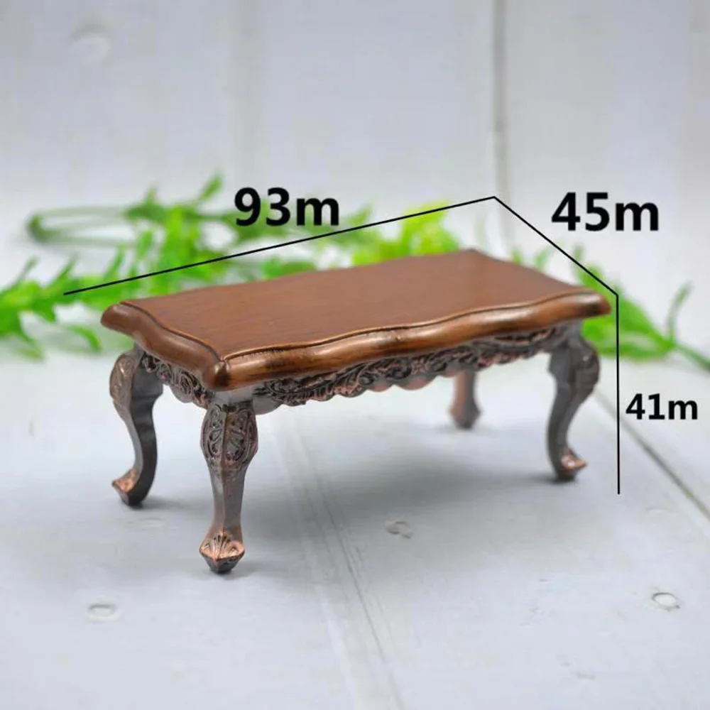 Dollhouse Wooden Miniature Retro Rectangular tTable Model Dolls Bed Room Furniture Decor