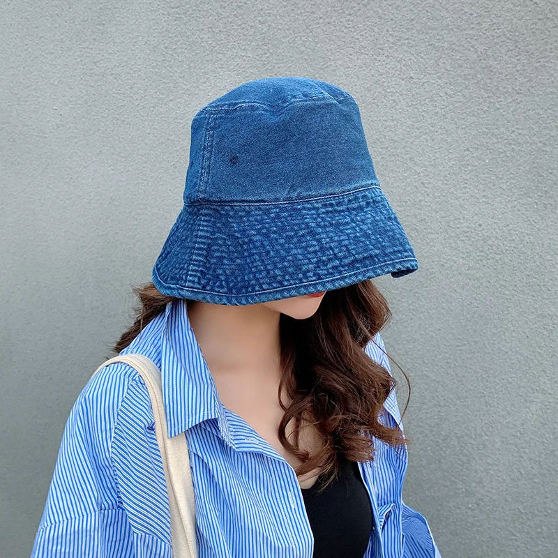 Women Bucket Hat Girls Beach Travel Outdoor Denim Fisherman Hat Fashion Sun Hat