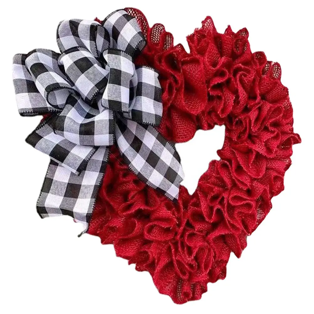 

Heart Shaped Wreath Decor Premium Valentine's Day Hanging Ornament for Wall Door Window Porch Wedding Party Indoor Outdoor Use