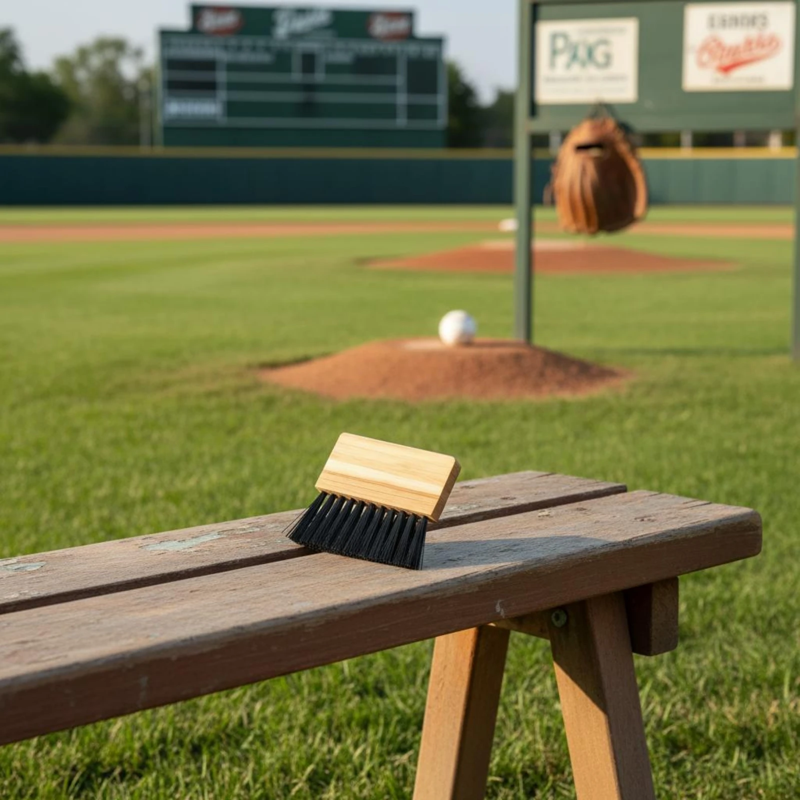 

Umpire Brush Black Bristles Wood Handle Plate Brush Sports Gear Rectangular Head Compact for Umpires