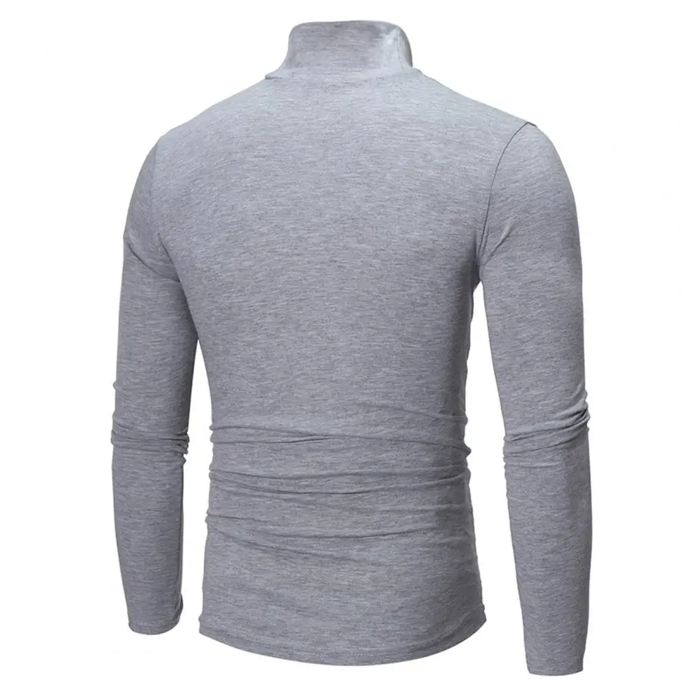 Slim Men Autumn Winter Thermal Underwear Bottoming T-shirt Turtleneck Solid Color Loose Elastic Thermal Underwear Top