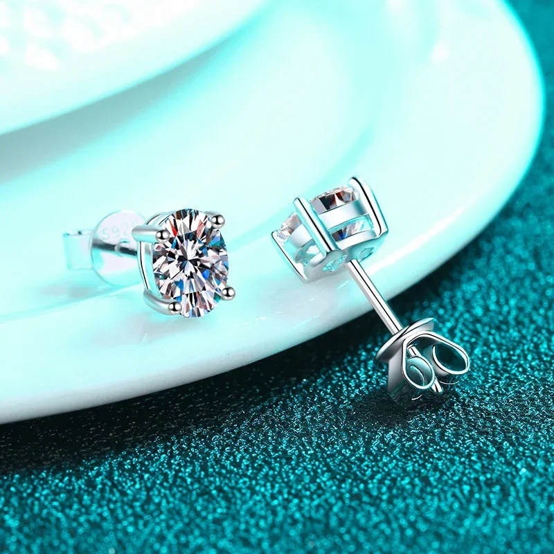 Imagem -02 - Neetim Quilates Oval d Cor Moissanite Brincos para Mulher 925 Prata Esterlina Espumante Diamante Brinco Jóias de Casamento