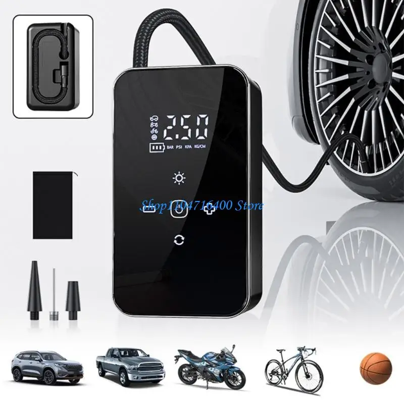 Y1gd compressor ar recarregável veículo motocicleta pneu inflator bomba display digital detecção medidor pressão com lâmpada