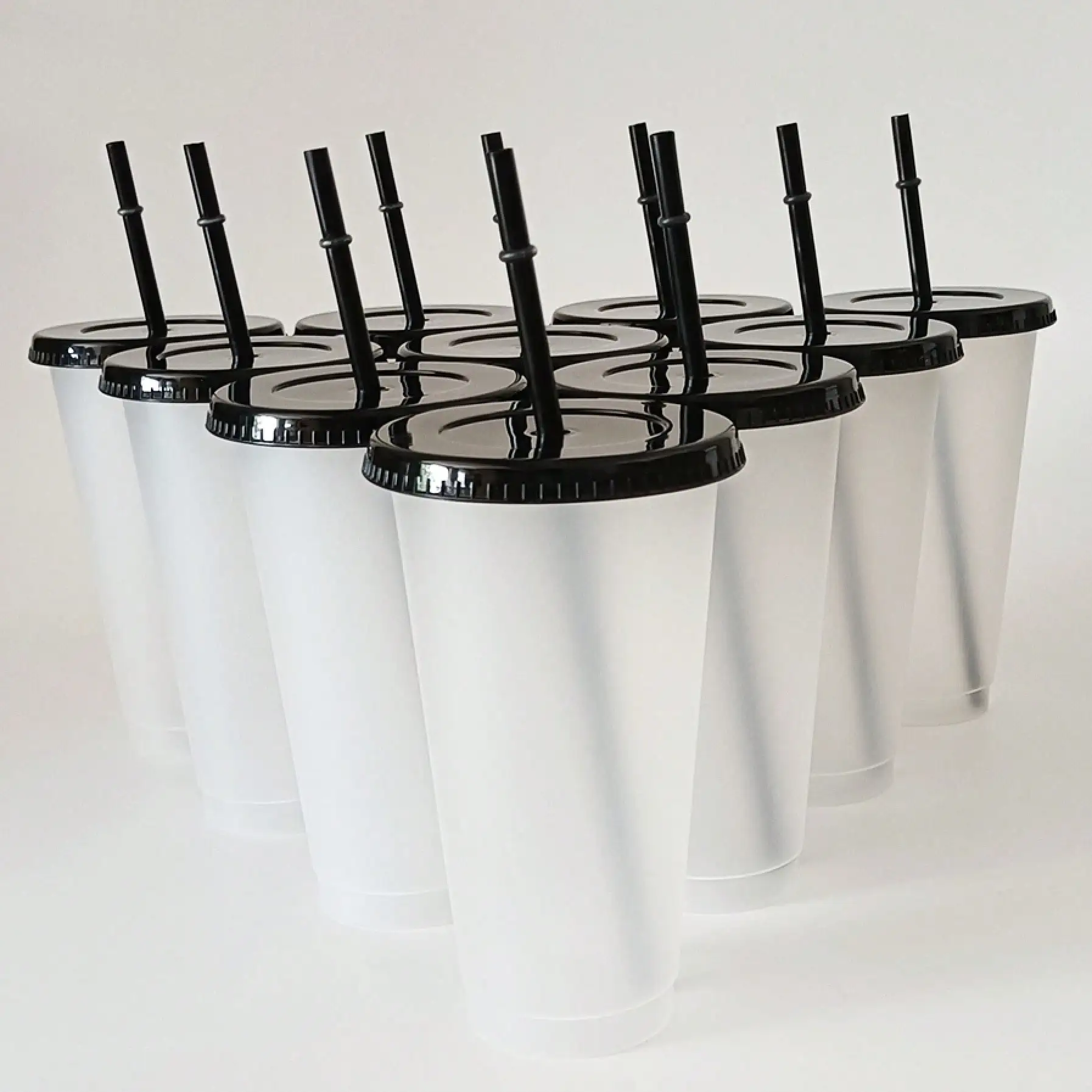10/20/30 Pack Plastic Cup With Lids And Straws-24oz Reusable Plastic Cup, Portable And Watertight, Suitable Party And Outdoor Entertainment Fit Adults, Women, Party, Halloween Gifts Summer Beaches, Weddings, Offices, Picnics