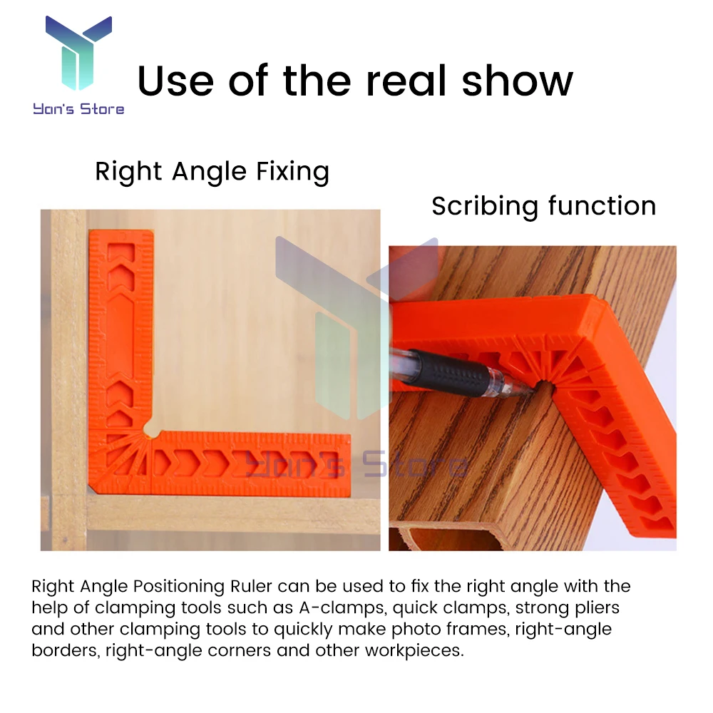 1Pcs Plastic Right Angle Ruler Holder 90 Auxiliary Positioner Tool Overline L-Shaped Spacer Fixed Angle Gripper Woodworking Tool