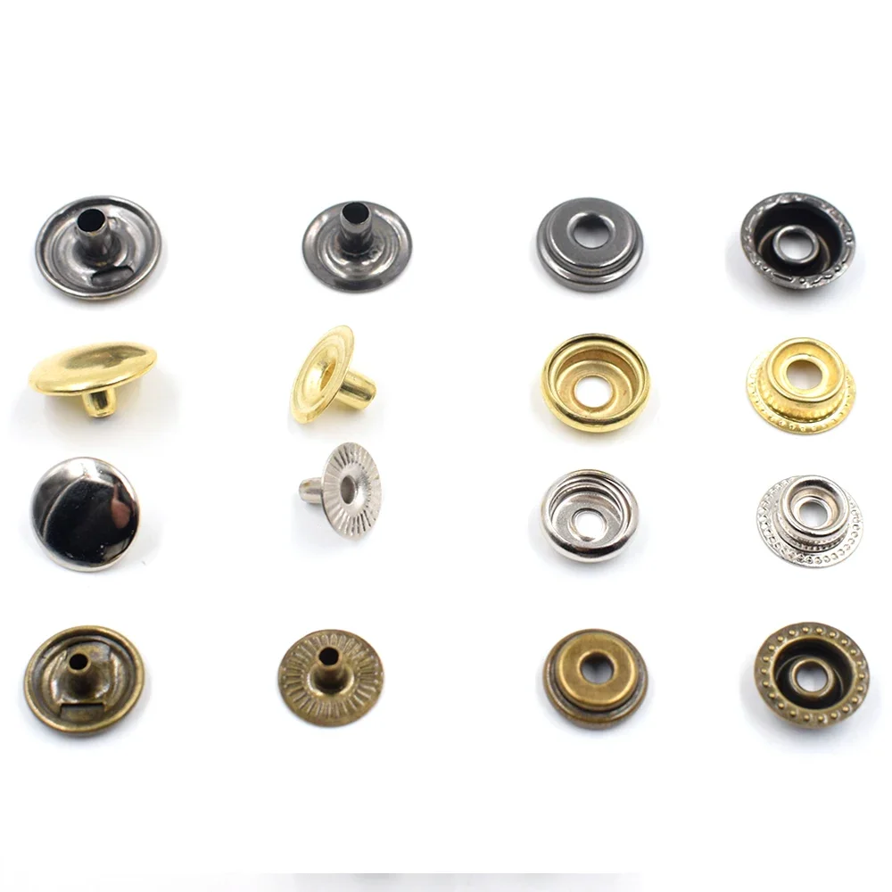 500sets press buttons O-Spring type silver/black/bronze/gold metal snaps 15mm/12.5mm/10mm  sewing accessories bulk clothing DIY