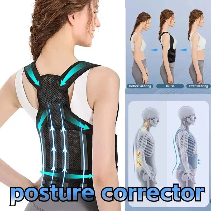 1PCS Unisex Posture Corrector Back Strap, Fully Adjustable Spinal Support Belt, Comfortable and Effective Upper Back Support