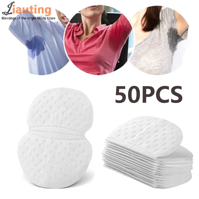 

50PCS/Bag Underarm Sweat Absorbing Stick Pads Armpit Liner Anti-Odor Breathable Invisible Adhesive Mint Clothes Deodorant Summer