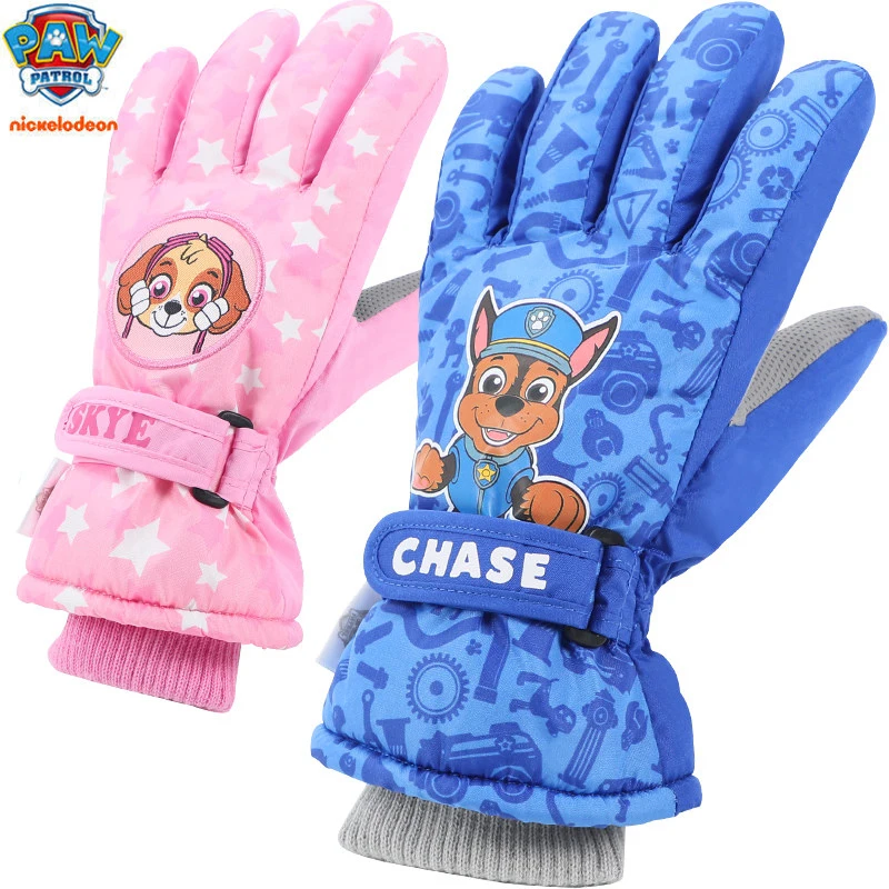 100% Genuine Paw Patrol Winter Ski Glove Snowboard Snow Warm Gloves Chase Skye Boys Girl Waterproof Thicken Mittens Age 2-6T