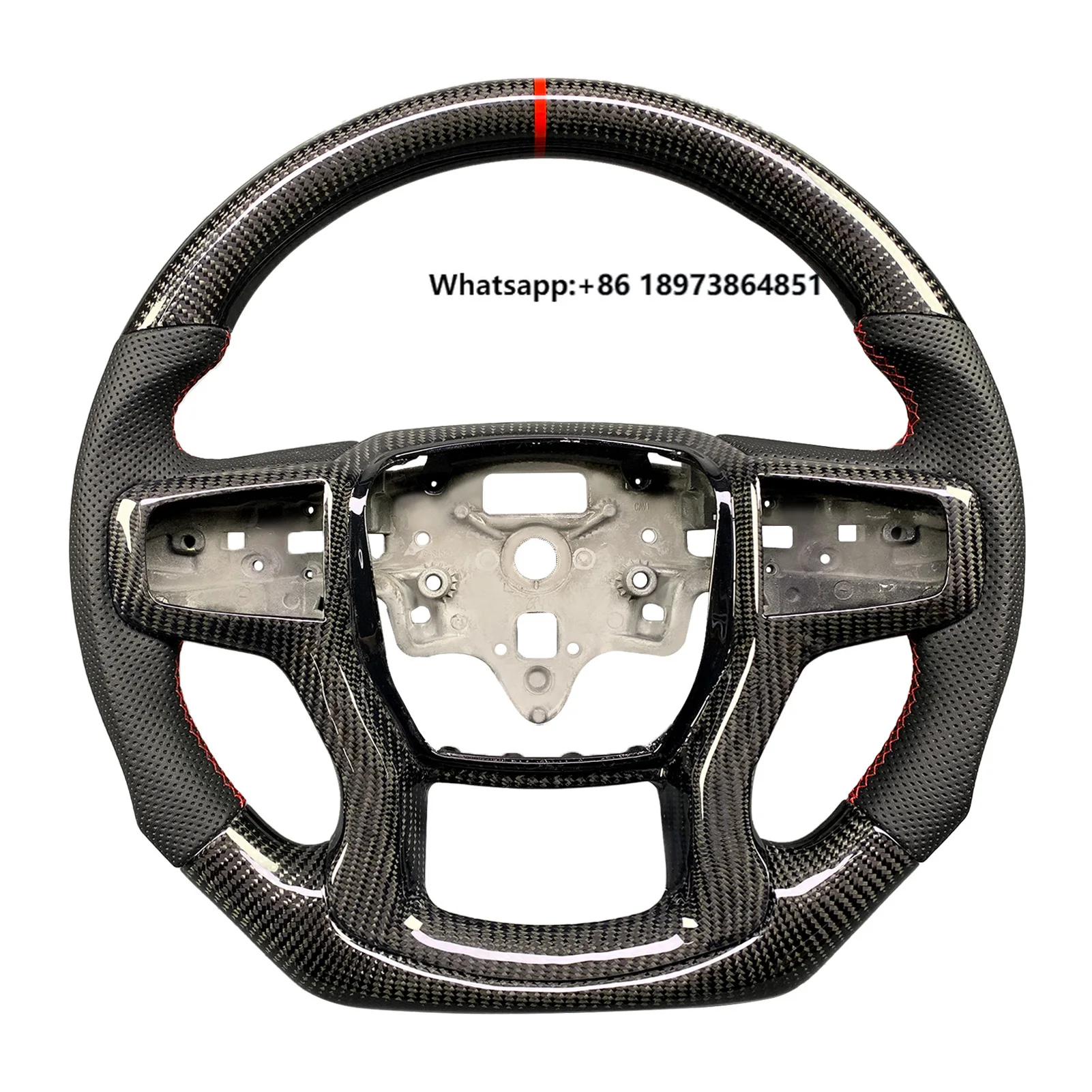 

For Chevrolet Tahoe Suburban Silverado 2019-2024 Interior Accessories Customized Carbon Fiber Perforated Leather Steering Wheel