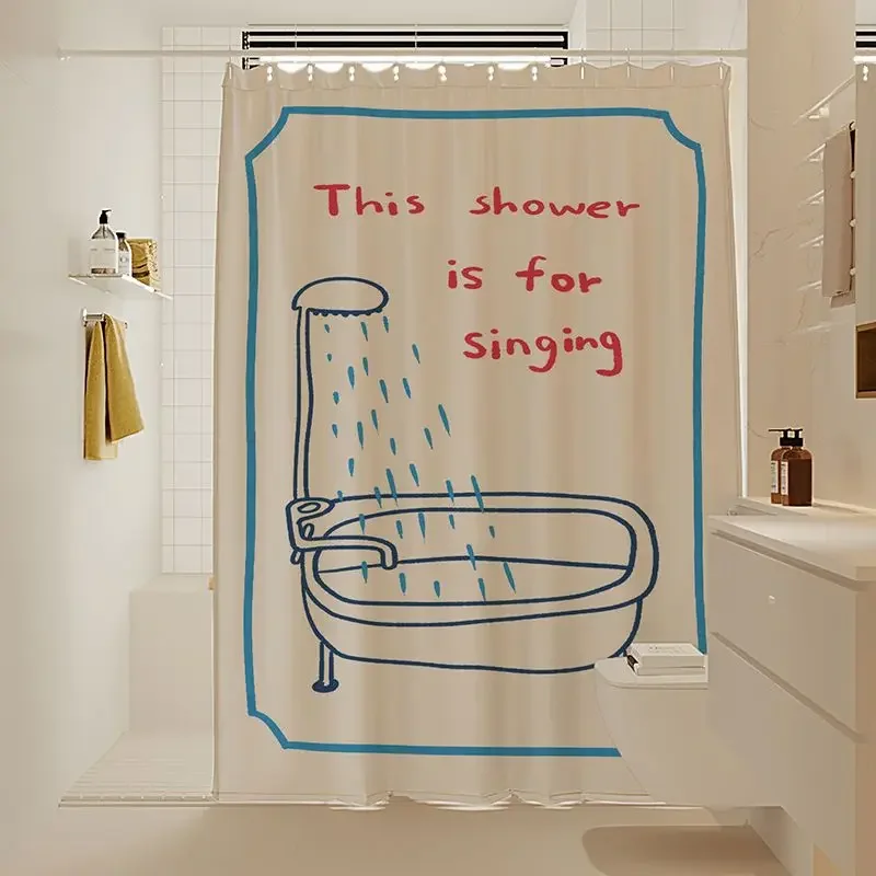 

funny shower is for singing curtain with cute cartoon design for playful bathroom decor humorous bath Free Hooks Included