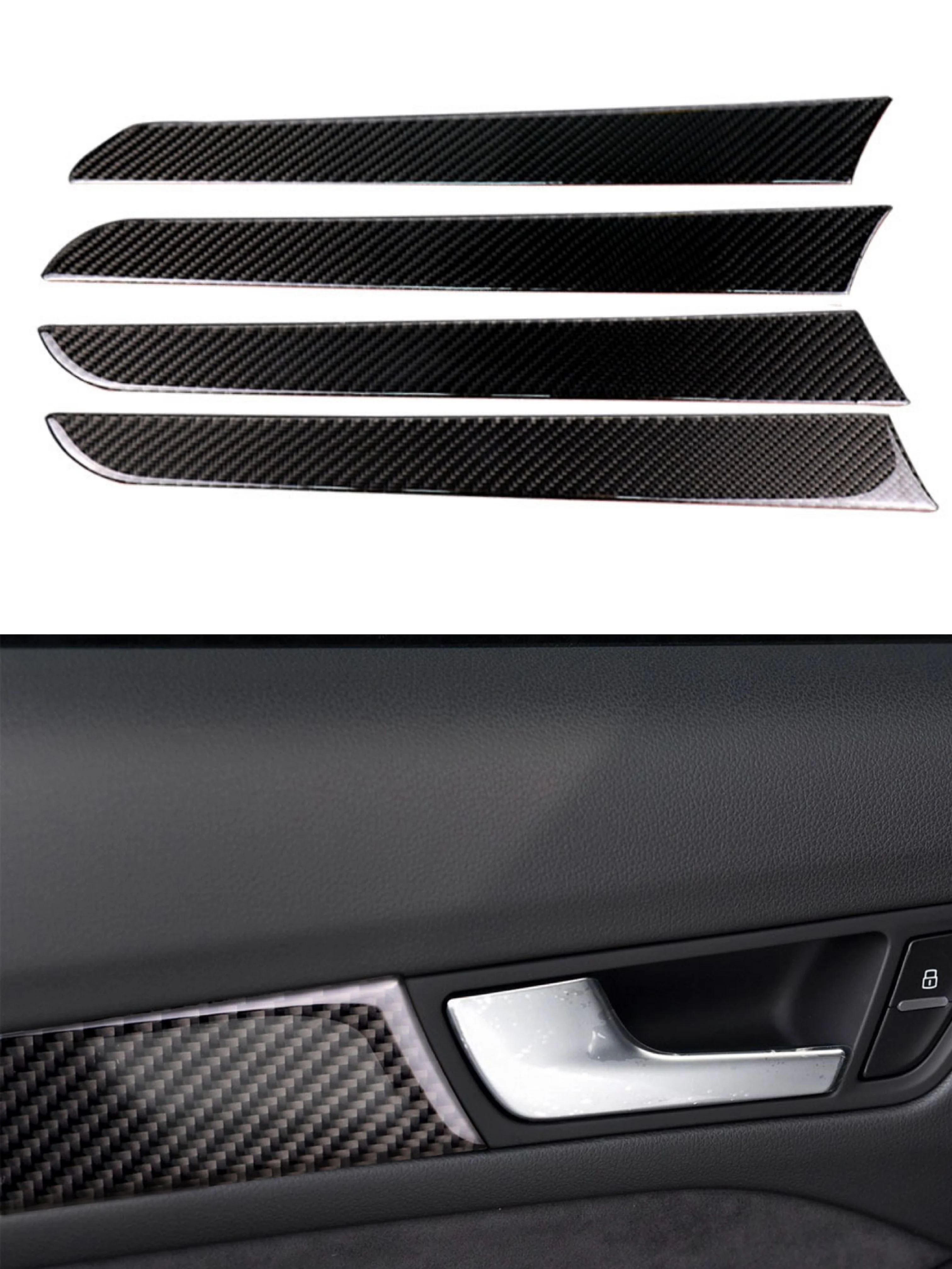 

For Audi A4 B8 4PCS Interior Door Panel Cover Trim Sticker 2009 2010 2011 2012 2013 2014 2015 2016 ABS Plastic Carbon Fiber