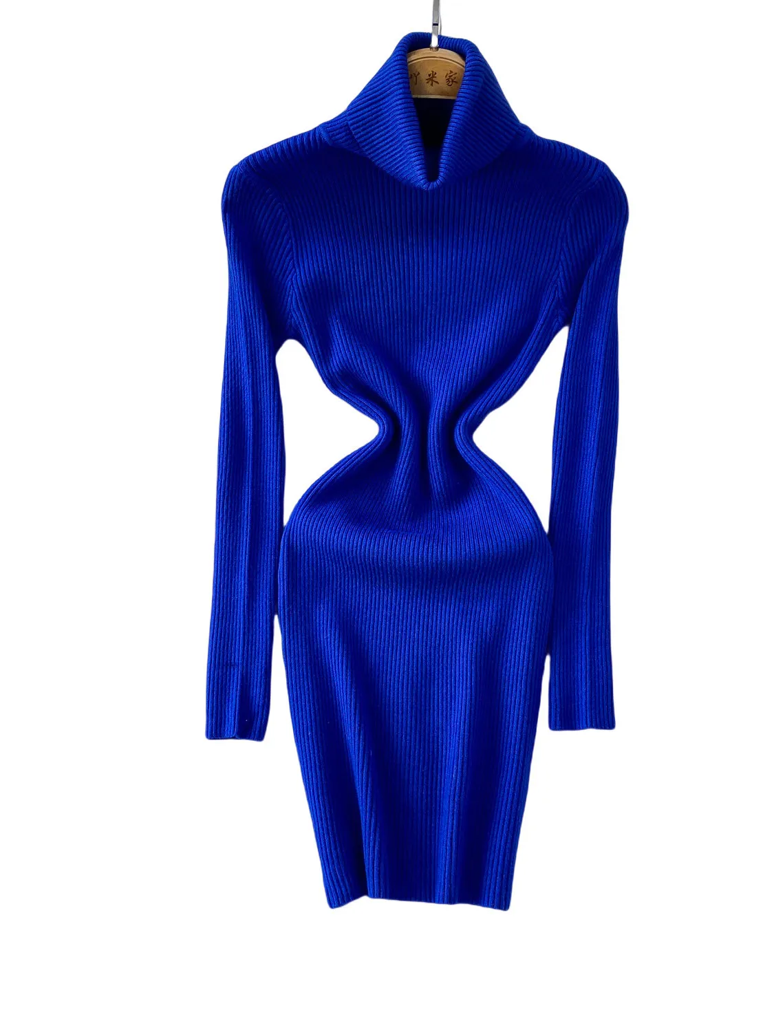 Ele High Ne Long Sve Gestrickte Dr Schlankheits-Basisschicht Herbst Winter Wickelrock Bequeme dehnbare figurbetonte...