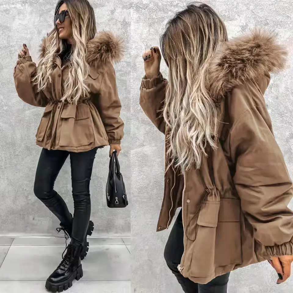 2022 new winter cotton coat woolen collar parka thickened fashion loose cotton jacket winter coat