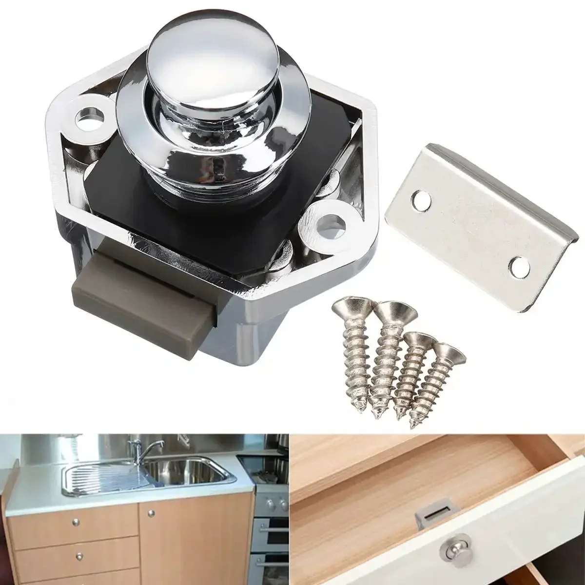 

10pcs 20mm Camper Car Push Lock set RV Caravan Boat Motor Home Cabinet Drawer Latch Button Locks Furniture Door Lock Hardware