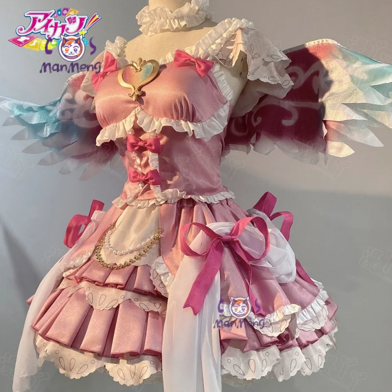 Aikatsu souls! Hoshimiya Ichigo Cosplay Series Costume Wings Accessories Earrings Cute Pink Lolita Halloween Party Dress Uniform