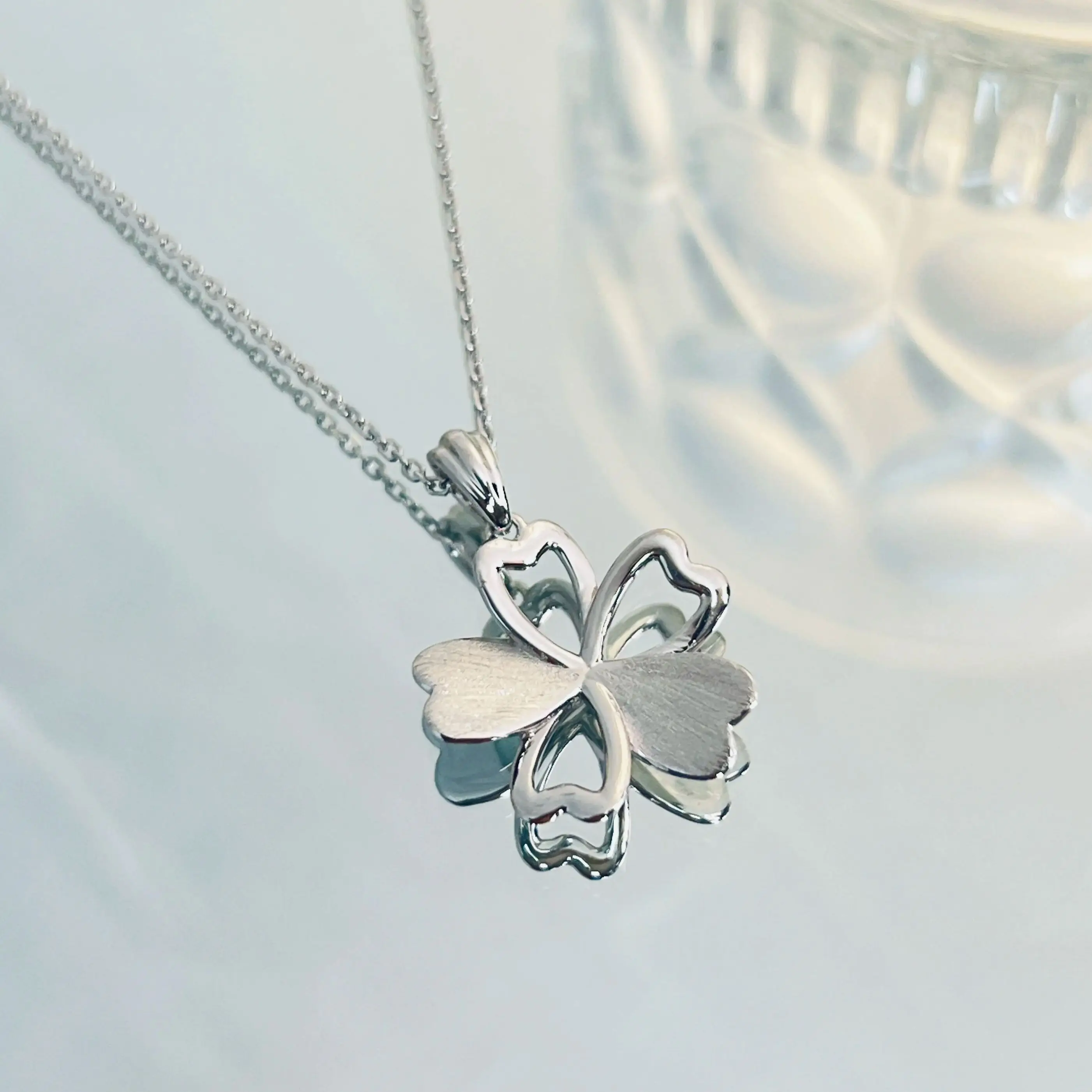 Four-leaf clover necklace for women, s925 silver chain pendant, collar chain, Christmas gift for girlfriend