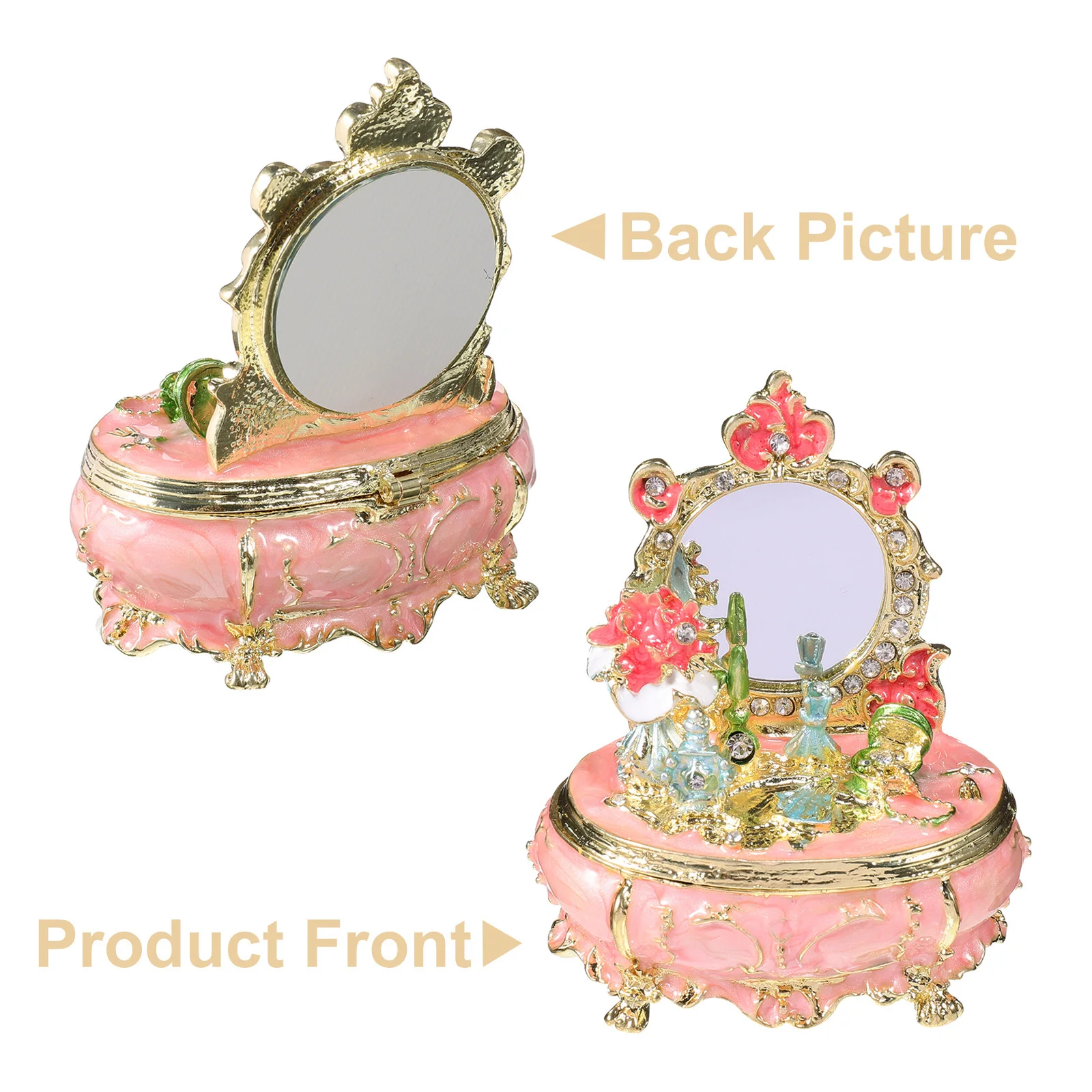 Enamel Vanity Decor Metal Hinged Trinket Box Hand Painted Jewelry Storage Jar For Necklace Ring Earring Wedding Favor Organizer