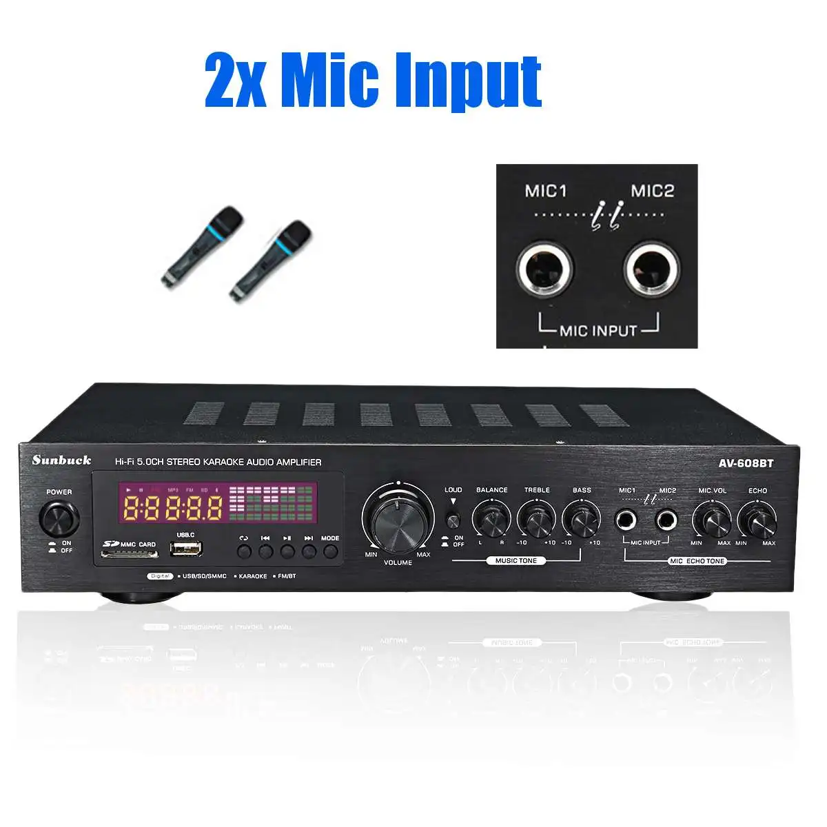 2000W 220V 110V bluetooth5.0 moc dźwięku wzmacniacz kina domowego amplificador Audio z pilotem obsługuje FM USB