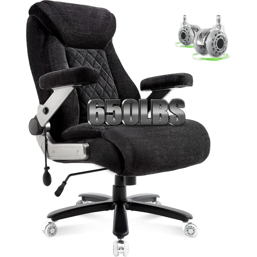 

ergonomic executive office chair with thick spring cushion and adjustable lumbar support for big and tall users