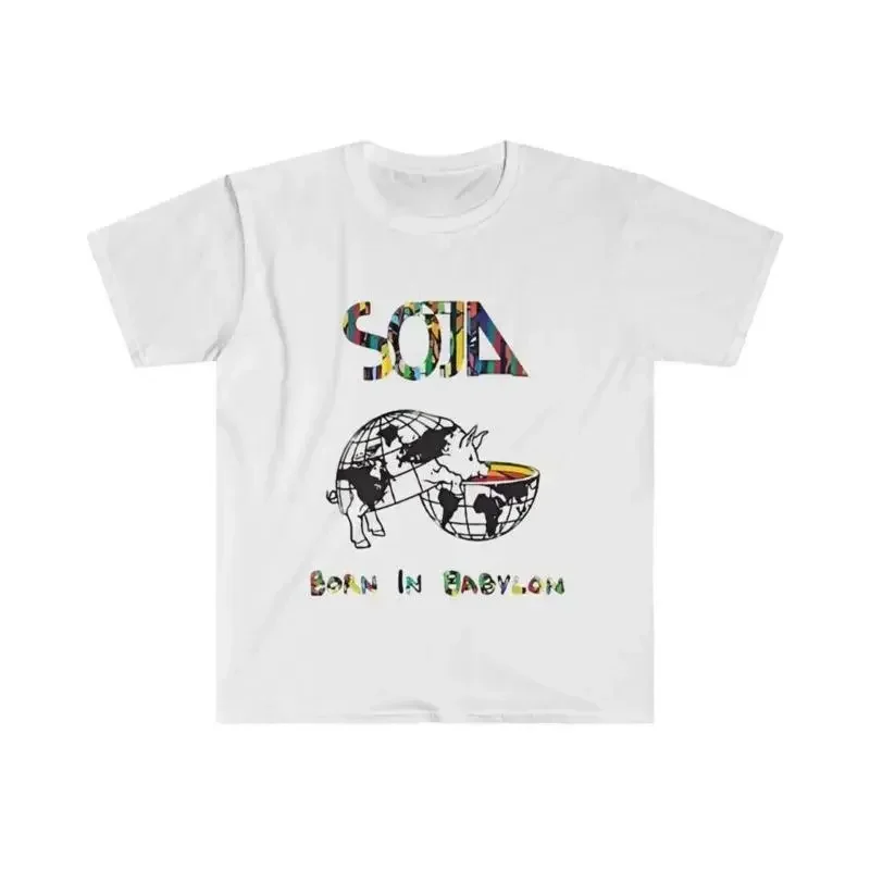 Camiseta de algodón suave Soja Born in Babylon Música Reggae