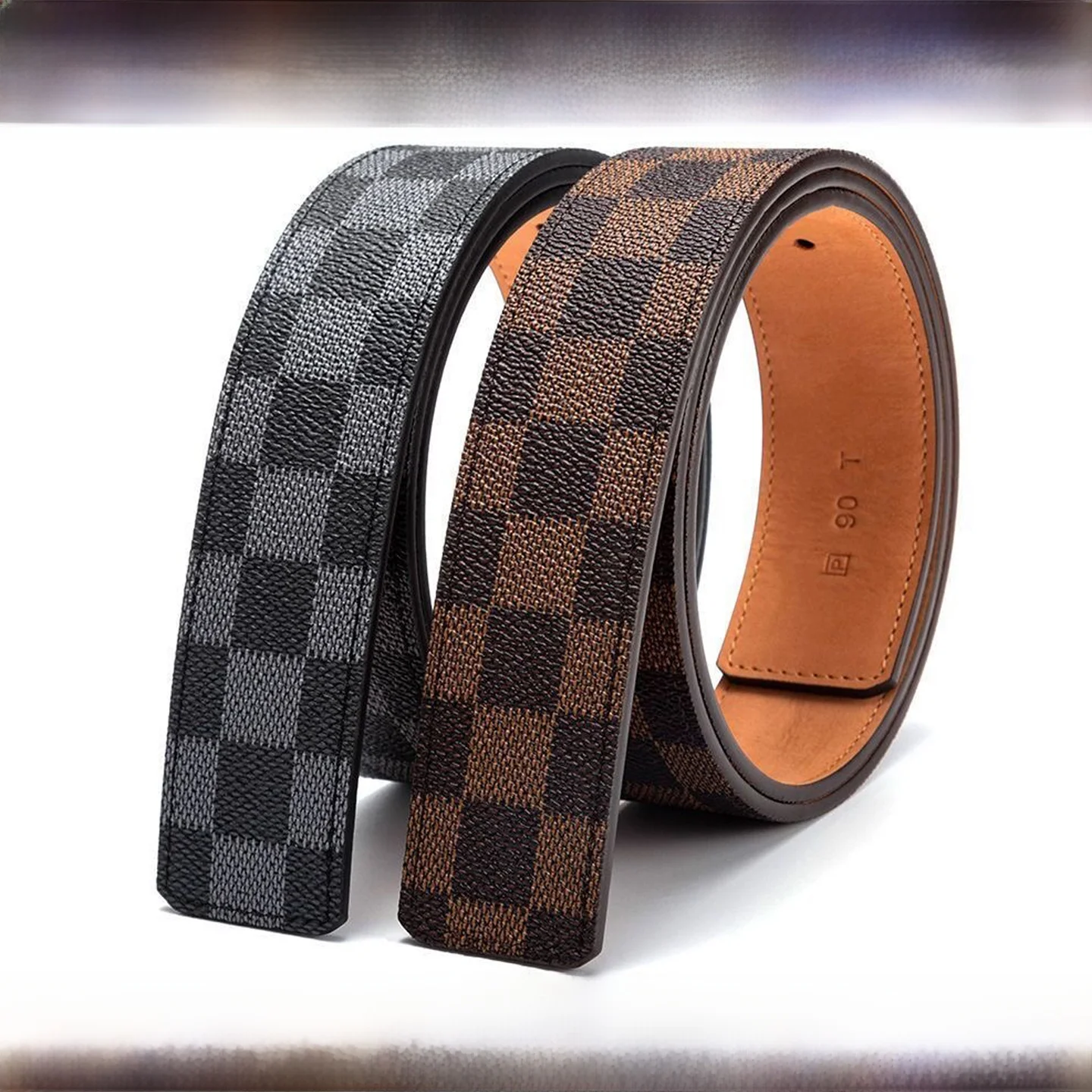 ceinture-sans-boucle-pour-homme-en-cuir-veritable-a-carreaux-avec-boucle-lisse-en-cuivre-pour-jeunes-d'age-moyen-et-personnes-agees