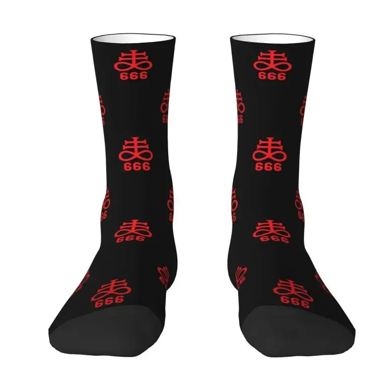 

Sigil Of Leviathan 666 Men Women Crew Socks Unisex Fashion 3D Printed Cross Hail Satan Dress Socks