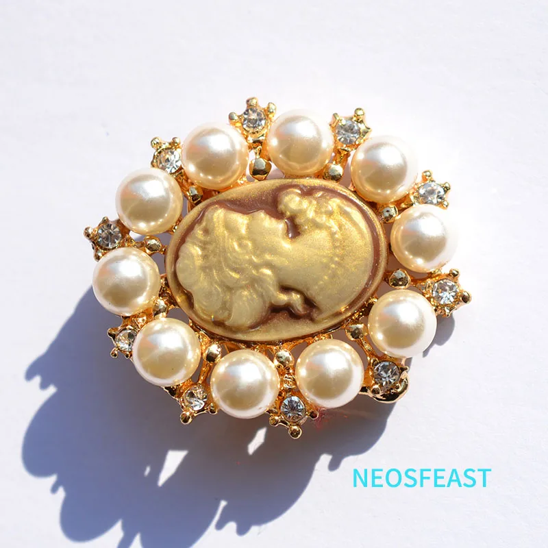 خمر مجوهرات حجر الراين صورة الذهب اللون دبابيس للنساء السيدات هدية سبيكة الصدار اللؤلؤ الثدي دبوس اكسسوارات الملابس