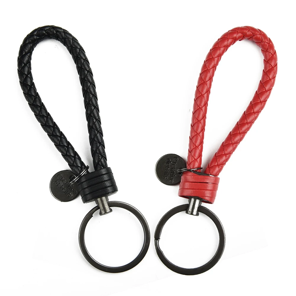 Key Ring Braided Rope Keychain Handmade Leather Rope Keychain Tungsten Steel Key Ring Effectively Avoid Falling Off The Accessor